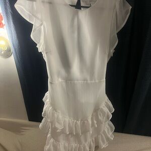 FAVLUX White Ruffle Formal Kids Dress